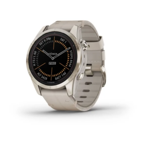Garmin Fenix 7S Pro - Sapphire Solar Edition- Soft Gold Ss With Limestone Leather Band (Includes Tundra Silicone Watch Band) - Image 1