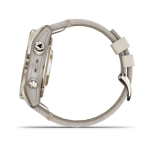Garmin Fenix 7S Pro - Sapphire Solar Edition- Soft Gold Ss With Limestone Leather Band (Includes Tundra Silicone Watch Band) - Image 2