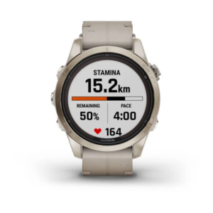 Garmin Fenix 7S Pro - Sapphire Solar Edition- Soft Gold Ss With Limestone Leather Band (Includes Tundra Silicone Watch Band) - Image 5