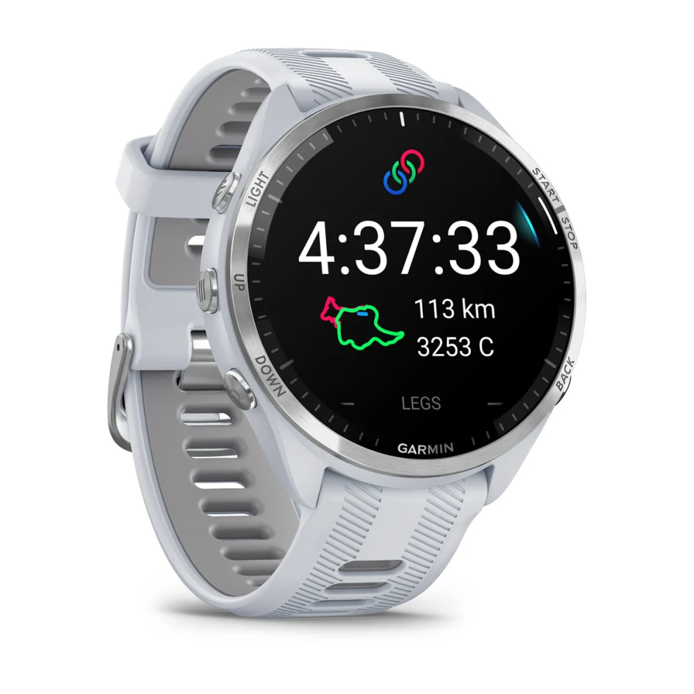 QINOUK Custodia per Garmin Forerunner 265, [Anti-goccia] Custodia Protettiva in Morbido TPU Case, [2-Pack] Pellicola Protettiva, Custodia Sottile per Garmin Forerunner 265-Bianco avorio