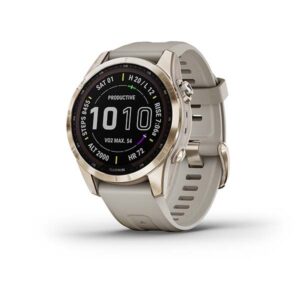 Garmin Fenix 7S- Sapphire Solar Edition, Cream Gold Titanium With Light Sand Band - Image 1