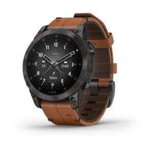 Garmin Epix Gen 2 Sapphire - Black/Carbon Gray Dlc Ti W/ Chestnut Leather Band + Black Silicon Band - Image 1