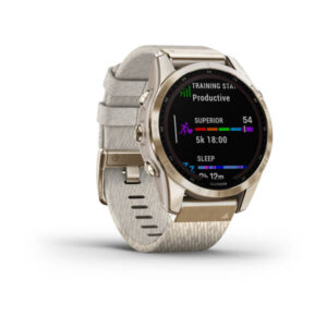 Garmin Fenix 7S - Sapphire Solar Edition, Cream Gold Titanium With Cream Heathered Nylon Band And Light Sand Silicone Band - Image 9