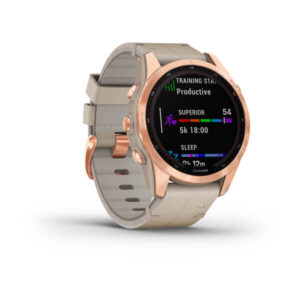 Garmin Fenix 7S - Sapphire Solar Edition, Rose Gold Titanium With Limestone Leather Band And Limestone Silicone Band - Image 10