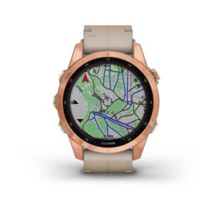 Garmin Fenix 7S - Sapphire Solar Edition, Rose Gold Titanium With Limestone Leather Band And Limestone Silicone Band - Image 9