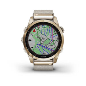 Garmin Fenix 7S - Sapphire Solar Edition, Cream Gold Titanium With Cream Heathered Nylon Band And Light Sand Silicone Band - Image 8