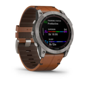 Garmin Fenix 7X - Sapphire Solar Edition, Titanium With Chestnut Leather Band And Graphite Silicone Band - Image 4