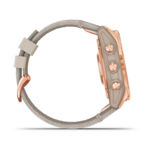 Garmin Fenix 7S - Sapphire Solar Edition, Rose Gold Titanium With Limestone Leather Band And Limestone Silicone Band - Image 8