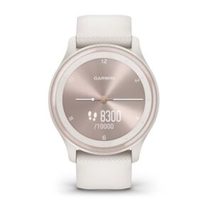 Garmin Vivomove Sport, Ivory Case And Silicone Band With Peach Gold Accents - Image 5