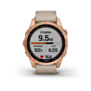 Garmin Fenix 7S - Sapphire Solar Edition, Rose Gold Titanium With Limestone Leather Band And Limestone Silicone Band - Image 7