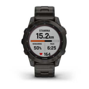 Garmin Fenix 7 - Sapphire Solar Edition, Carbon Grey Dlc Titanium With Carbon Grey Dlc Vented Titanium Band And Black Silicone Band - Image 6