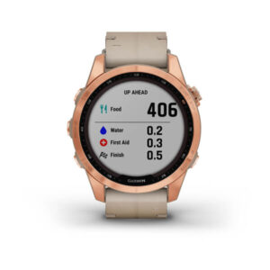 Garmin Fenix 7S - Sapphire Solar Edition, Rose Gold Titanium With Limestone Leather Band And Limestone Silicone Band - Image 5