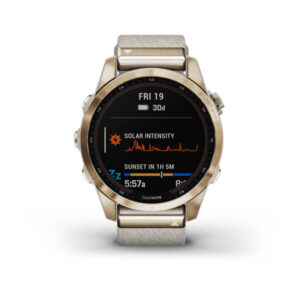 Garmin Fenix 7S - Sapphire Solar Edition, Cream Gold Titanium With Cream Heathered Nylon Band And Light Sand Silicone Band - Image 10