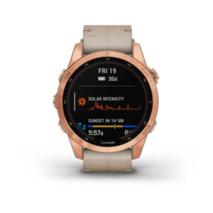 Garmin Fenix 7S - Sapphire Solar Edition, Rose Gold Titanium With Limestone Leather Band And Limestone Silicone Band - Image 11