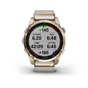 Garmin Fenix 7S - Sapphire Solar Edition, Cream Gold Titanium With Cream Heathered Nylon Band And Light Sand Silicone Band - Image 13