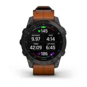 Garmin Epix Gen 2 Sapphire - Black/Carbon Gray Dlc Ti W/ Chestnut Leather Band + Black Silicon Band - Image 2