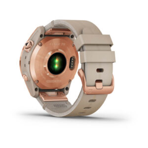 Garmin Fenix 7S - Sapphire Solar Edition, Rose Gold Titanium With Limestone Leather Band And Limestone Silicone Band - Image 3