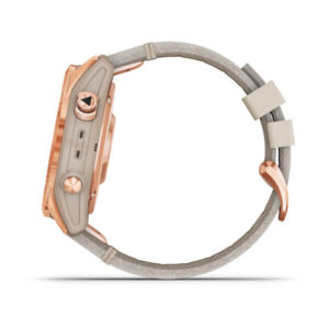 Garmin Fenix 7S - Sapphire Solar Edition, Rose Gold Titanium With Limestone Leather Band And Limestone Silicone Band - Image 2