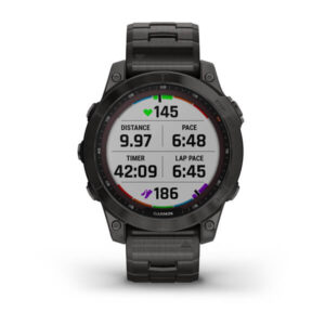 Garmin Fenix 7 - Sapphire Solar Edition, Carbon Grey Dlc Titanium With Carbon Grey Dlc Vented Titanium Band And Black Silicone Band - Image 3