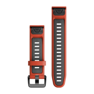 Garmin Quickfit 20 Watch Bands Flame Red/Graphite Silicone Band - Image 1