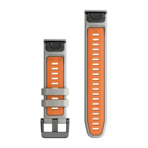 Garmin Quickfit 22 Watch Bands Fog Gray/Ember Orange Silicone Band - Image 2