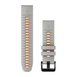 Garmin Quickfit 22 Watch Bands Fog Gray/Ember Orange Silicone Band - Image 1