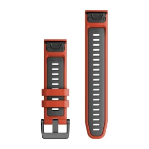 Garmin Quickfit 22 Watch Bands Flame Red/Graphite Silicone Band - Image 2