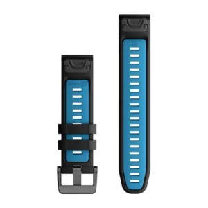 Garmin Quickfit 22 Watch Bands Black/Cirrus Blue Silicone Band - Image 2