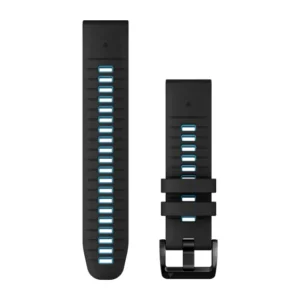 Garmin Quickfit 22 Watch Bands Black/Cirrus Blue Silicone Band - Image 1