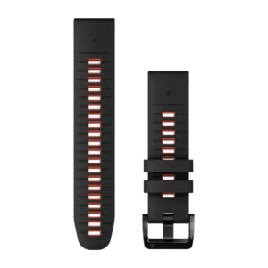 Garmin Quickfit 22 Watch Bands Black/Flame Red Silicone Band - Image 1