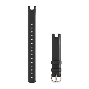 Garmin Lily Bands (14 Mm) Black Italian Leather With Cream Gold Hardware - Image 1