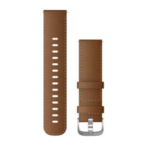 Garmin Vivoactive 4 Band 22Mm Brown Italian Leather With Silver Hardware - Image 1