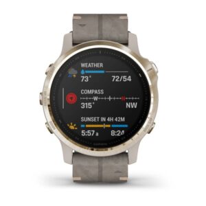Garmin Fenix 6S Sapphire Gold W/ Shale Gray Leather Band - Image 3