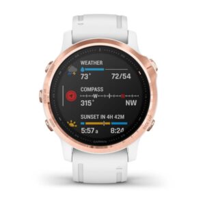 Garmin Fenix 6S Pro Rose Gold W/White Band (Glass) - Image 3