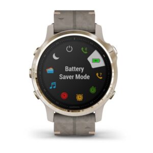 Garmin Fenix 6S Sapphire Gold W/ Shale Gray Leather Band - Image 2