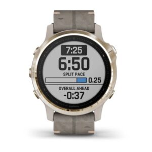 Garmin Fenix 6S Sapphire Gold W/ Shale Gray Leather Band - Image 4