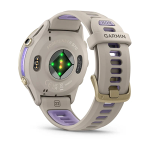GARMIN Forerunner 970 GPS running watch, Soft Gold Titanium with French Gray Case and French Gray/ Translucent Indigo Band - Image 3