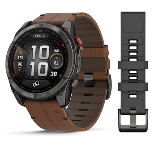 GARMIN Fenix 8 Pro - 51mm, Chestnut leather | Premium AMOLED Multisport GPS Smartwatch | Rugged Design Up to 27 Days of Battery Life | LTE and Inreach features are not supported in the UAE