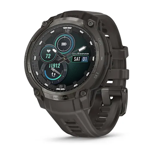 GARMIN Instinct Crossover - 45mm, Charcoal | AMOLED Rugged Hybrid Smartwatch with Luminescent Analogue Hands and Digital Display | Multisport Watch with 28 Days of Battery Life