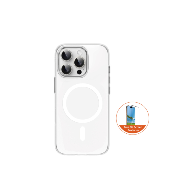 FIFTH ELEMENT CRYSTA Anti-Yellowing MagSafe Clear Case compactible with iPhone 16 Pro Max, Drop Protection Bumper & Raised Edges – Transparent with screen Protector