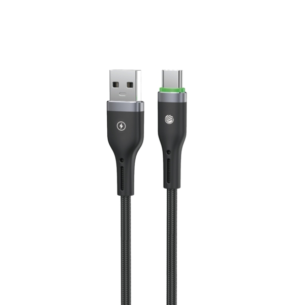 FIFTH ELEMENT NEXA 1m USB-A to USB-C Nylon Cable, 27W Fast Charging with Smart Auto Power-Off & LED Indicator – Black