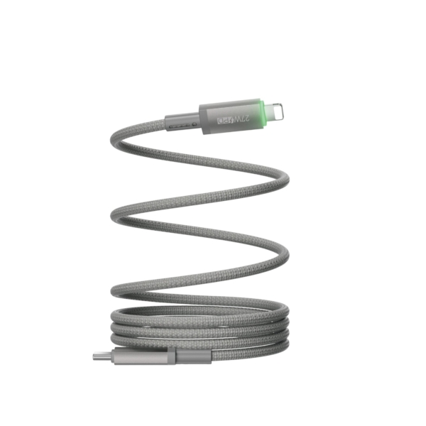 FIFTH ELEMENT SNAP 1m Magnetic USB-C to Lightning Cable, 30W Fast Charging Nylon Braided iPhone & iPad Charger – Grey