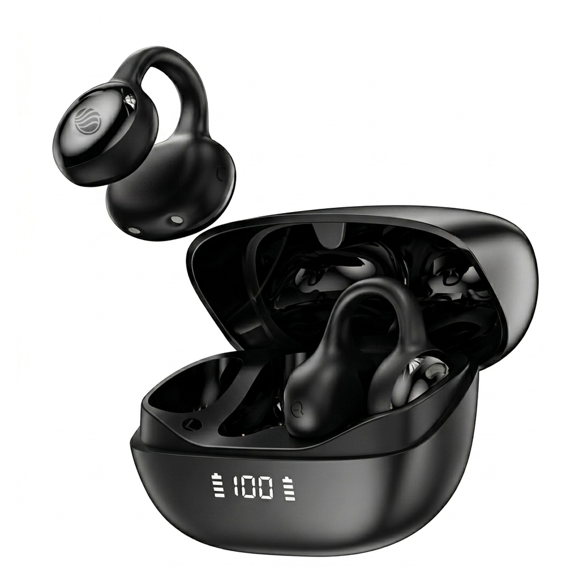 FIFTH ELEMENT FLOW AI OWS Open-Ear Wireless Earbuds with Real-Time Translation, 360° Spatial Audio & ENC Mics – Black
