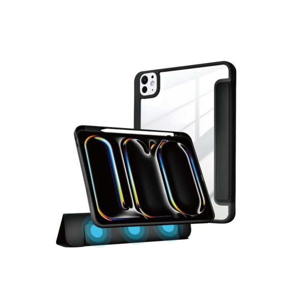 FIFTH ELEMENT SCRIPT Classic III Case compactible with iPad Pro 11" with Pencil Holder, Tri-Fold Stand & Honeycomb Shock-Absorbing Back – Black