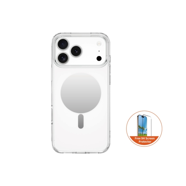 FIFTH ELEMENT LUXE Anti-Yellowing Mirror MagSafe Case compactible with iPhone 17 Pro Max, Drop Protection with Raised Camera Bezel – Silver with screen Protector
