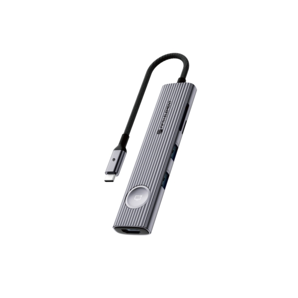 FIFTH ELEMENT LINK 8-in-1 USB-C Hub with 4K HDMI, 2×USB-A, 3xUSB SD/TF, & 100W PD – Grey