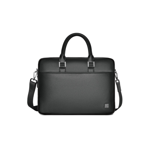 FIFTH ELEMENT CIPHER 16" Laptop Briefcase with Fingerprint Lock, Water-Resistant PU Leather Business Bag – Black