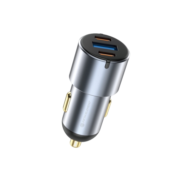 FIFTH ELEMENT IGNITE Nano Pro 60W Dual-Port USB-C Car Charger with PD3.0, QC3.0 & Multi-Protocol Fast Charging – Grey
